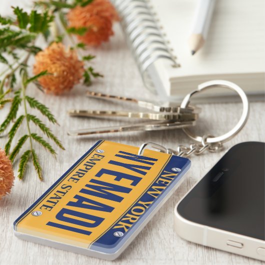 New York Empire State License Bord Art Custom Sleutelhanger (Voorkant Rechts)