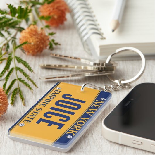 New York Empire State License Bord Art Custom Sleutelhanger (Voorkant Rechts)