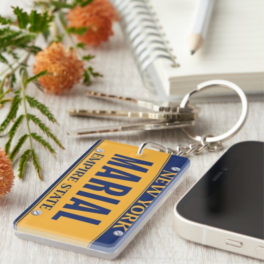 New York Empire State License Bord Art Custom Sleutelhanger (Voorkant Rechts)