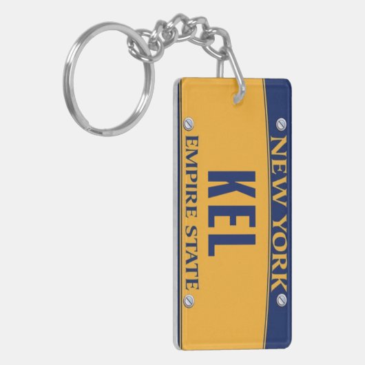 New York Empire State License Plate Art Custom Sleutelhanger (Voorkant Links)