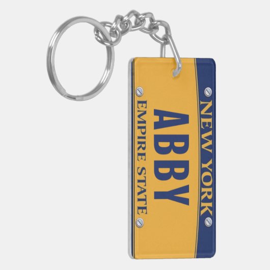 New York Empire State License Plate Art Custom Sleutelhanger (Voorkant Links)