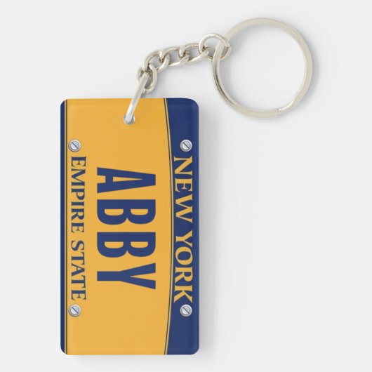 New York Empire State License Plate Art Custom Sleutelhanger (achterkant)