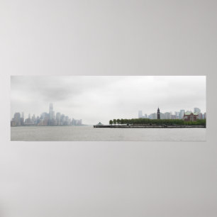 New York en New Jersey Skyline in de Fog Poster