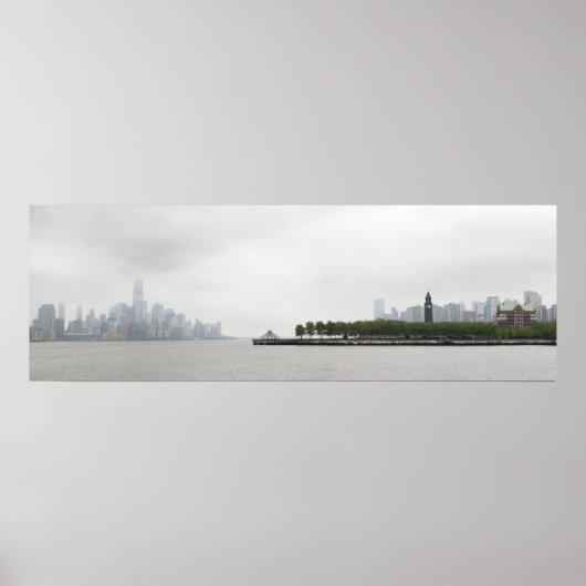 New York en New Jersey Skyline in de Fog Poster (Voorkant)