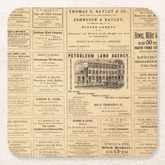 New York en Pennsylvania Oil Advertisements Kartonnen Onderzetters (Voorkant)