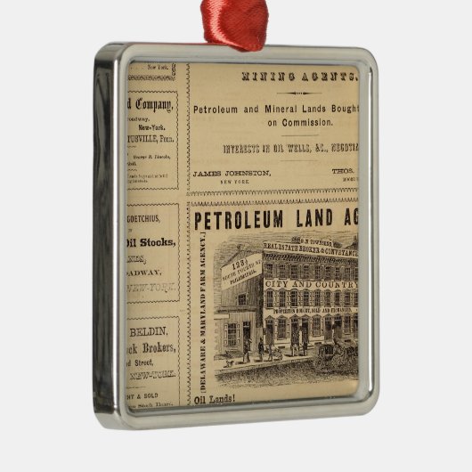 New York en Pennsylvania Oil Advertisements Metalen Ornament (Rechts)