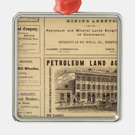New York en Pennsylvania Oil Advertisements Metalen Ornament (Voorkant)