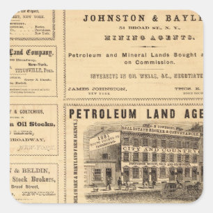 New York en Pennsylvania Oil Advertisements Vierkante Sticker