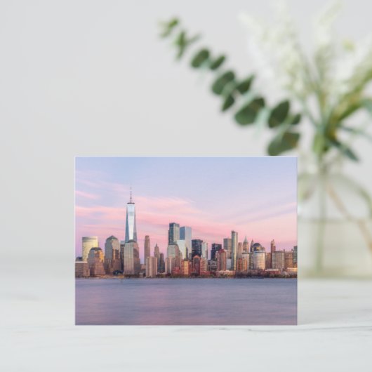 New York Evening Skyline Briefkaart (Staand voorkant)