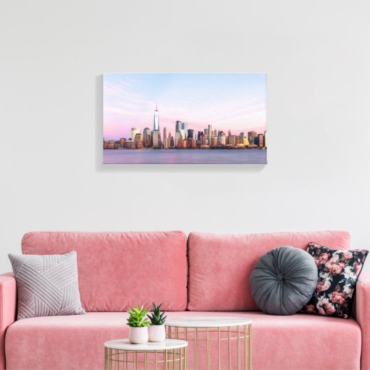 New York Evening Skyline Canvas Afdruk (Insitu (Woonkamer))