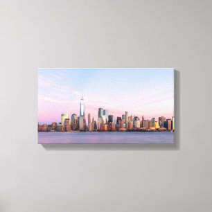 New York Evening Skyline Canvas Afdruk