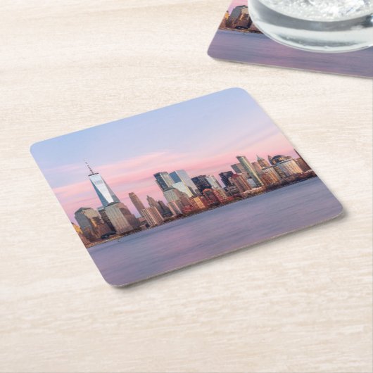 New York Evening Skyline Kartonnen Onderzetters (Schuin)