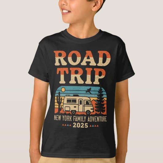 New York Family Adventure RV Camping Travel Road T T-shirt (Voorkant)