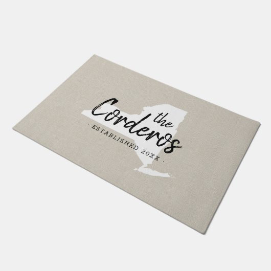 New York Family Monogram State Doormat Deurmat (Schuin)