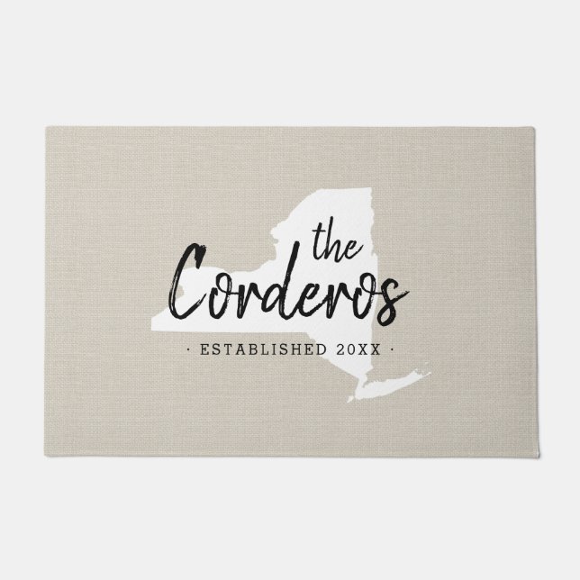 New York Family Monogram State Doormat Deurmat (Voorkant)