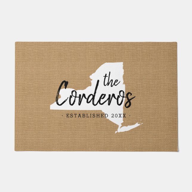 New York Family Monogram State Doormat Deurmat (Voorkant)