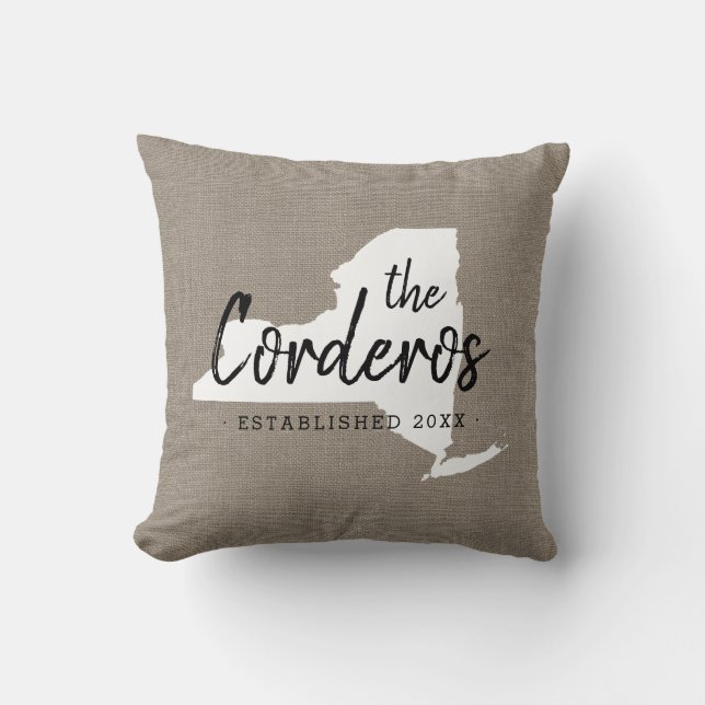 New York Family Monogram State Sierkussen (Voorkant)