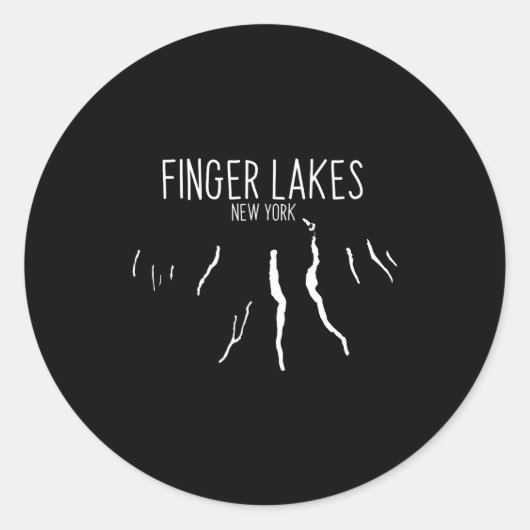 New York Finger Lakes Map Design  Ronde Sticker (Voorkant)