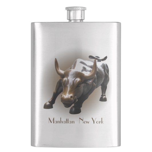 New York Flasks NYC Souvenir Bull Statue Heupfles (Voorkant)