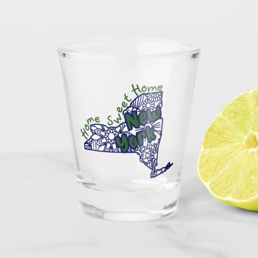 New York Floral Doodles Shot Glas (Voorkant)