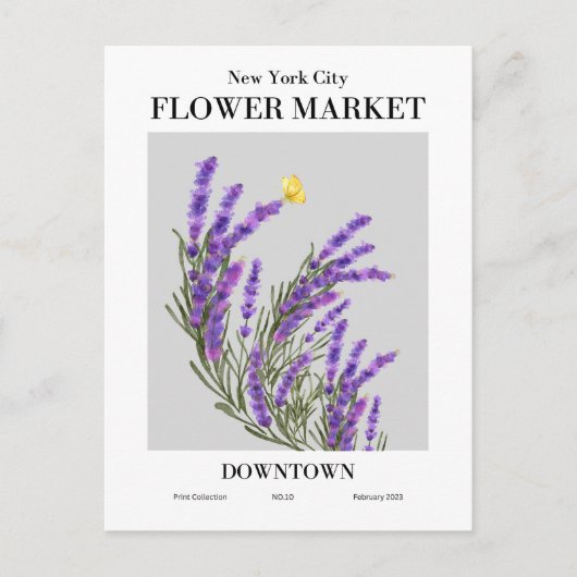 New York Flower Market, Briefkaart in het centrum (Voorkant)