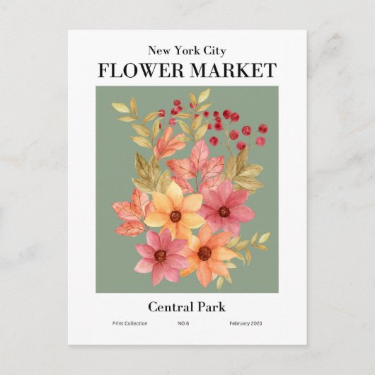 New York Flower Market, Central Park Briefkaart (Voorkant)