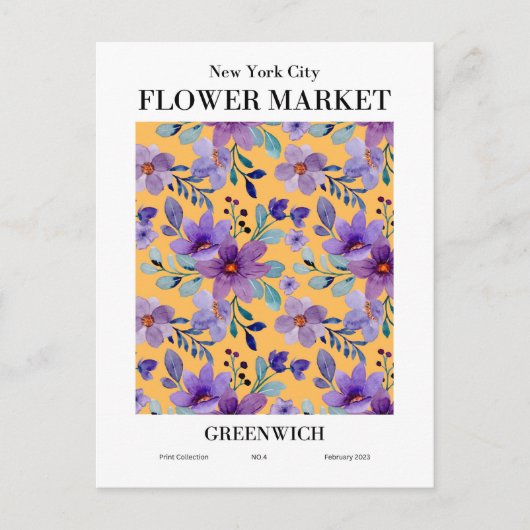 New York Flower Market, Greenwich Briefkaart (Voorkant)