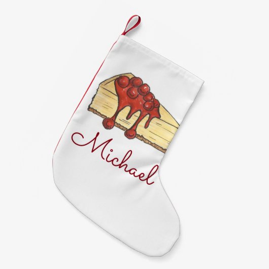 New York Foodie NYC Cherry Cheesecake Slice Kleine Kerstsok (Voorkant (Hangend))