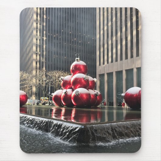 New York fotografie kerstdecoratie sneeuw Muismat (Voorkant)