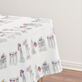 New York Fourth. NYC Juli 4e Patriottisch Vuurwerk Tafelkleed