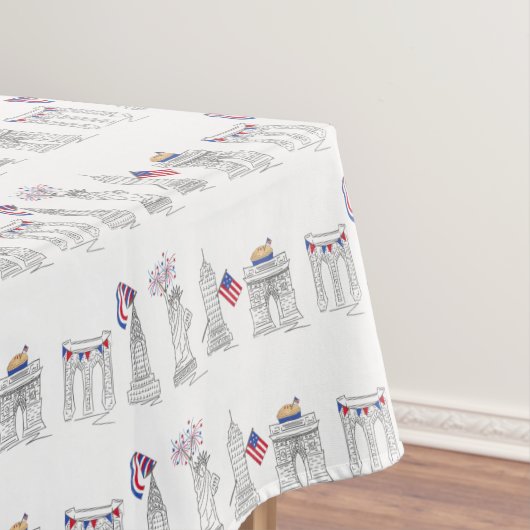 New York Fourth. NYC Juli 4e Patriottisch Vuurwerk Tafelkleed (Voorbeeld)