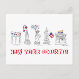New York Fourth NYC Patriotic Juli 4e Celebratie Uitnodiging Briefkaart