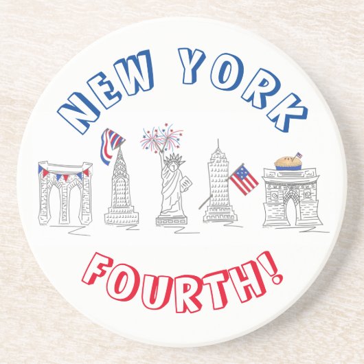 New York Fourth NYC Patriotic Julth Landmarks Zandsteen Onderzetter (Voorkant)