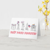 New York Fourth Patriotic Julth 4th NYC Landmarks Kaart (Gele Bloem)