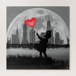 NEW YORK Full Moon Girl Heart ballon Puzzle Legpuzzel
