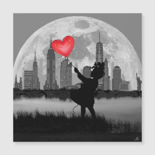 NEW YORK Full Moon Girl met ballonmagneetkaart
