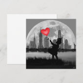 NEW YORK Full Moon Girl met Heart Balloon Art Kaar (Voorkant / Achterkant)