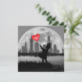 NEW YORK Full Moon Girl met Heart Balloon Art Kaar (Staand voorkant)