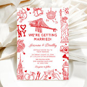 New York Fun Doodle Wedding Kaart