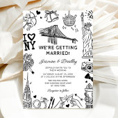 New York Fun Doodle Wedding Kaart