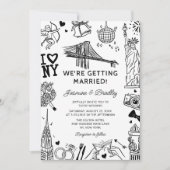 New York Fun Doodle Wedding Kaart (Voorkant)