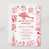 New York Fun Doodle Wedding Kaart (Voorkant)