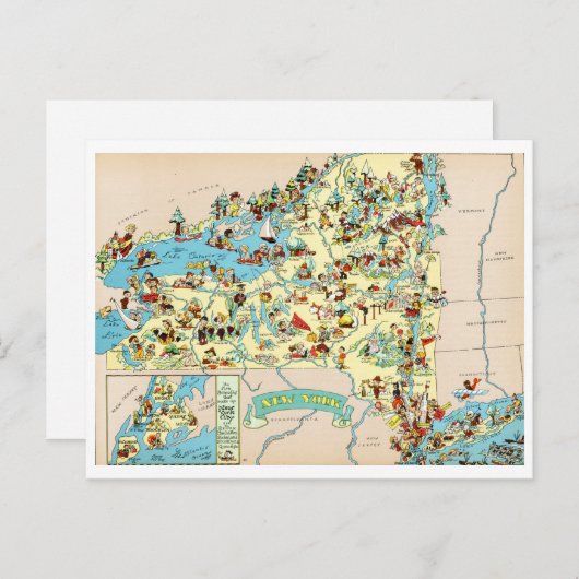 New York Funny Map Briefkaart (Voorkant / Achterkant)