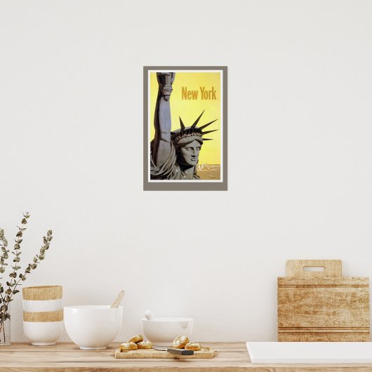 New York  gele achtergrond Poster (Keuken)