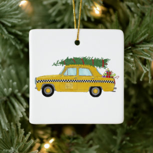 New York gele taxi taxi kerstboom Keramisch Ornament