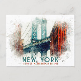 New York George Washington Bridge Retro Travel Briefkaart