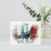 New York George Washington Bridge Retro Travel Briefkaart (Staand voorkant)