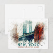 New York George Washington Bridge Retro Travel Briefkaart (Voorkant / Achterkant)