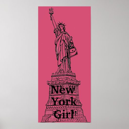 New York Girl Statue of Liberty Poster (Voorkant)