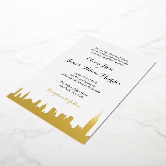 New York Gold Foil Uitnodiging (Gedraaid)